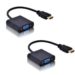 EIRA HDMI to VGA Adapter Cable – Pack of 2 HDMI Male to VGA Female Video Converter for Monitor, Projector, TV, Compatible with Laptop, PC, Graphics Card, Full HD 1080p Output (Black)