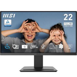 MSI PRO MP223 E2 21.45-Inch Full HD Office Monitor - 1920 x 1080 Resolution, 100Hz, Eye-Friendly Screen, Tilt-Adjustable - HDMI 1.4b, DisplayPort 1.2a